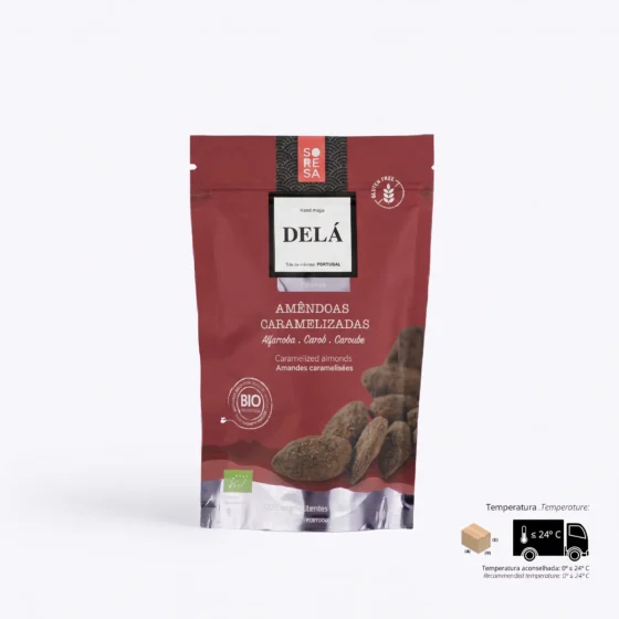 Amêndoas Caramelizadas com Alfarroba DELÁ Organic – 110g