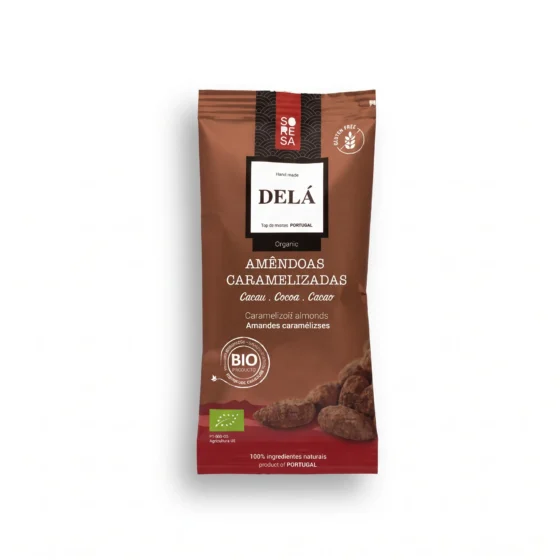 Amêndoas Caramelizadas com Cacau DELÁ Organic 50 g
